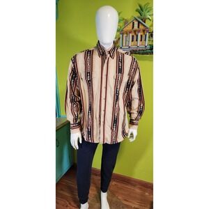 Vintage  Wrangler Pearl Snap Long Sleeve Shirt Western‎ Aztec Cowboy Mens Sz XXL
